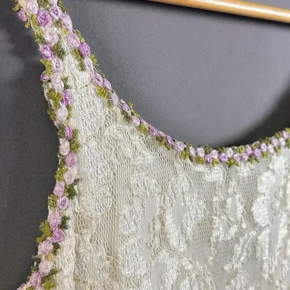 SOLD SOLD SOLD Vintage 90's Betsey Johnson LUXE Ivory Lace Slip Dress - Picture 4 of 15